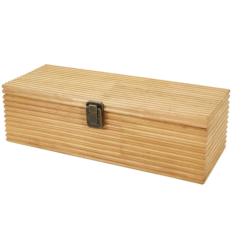 Light Brown Wood Carved Linear Box Set