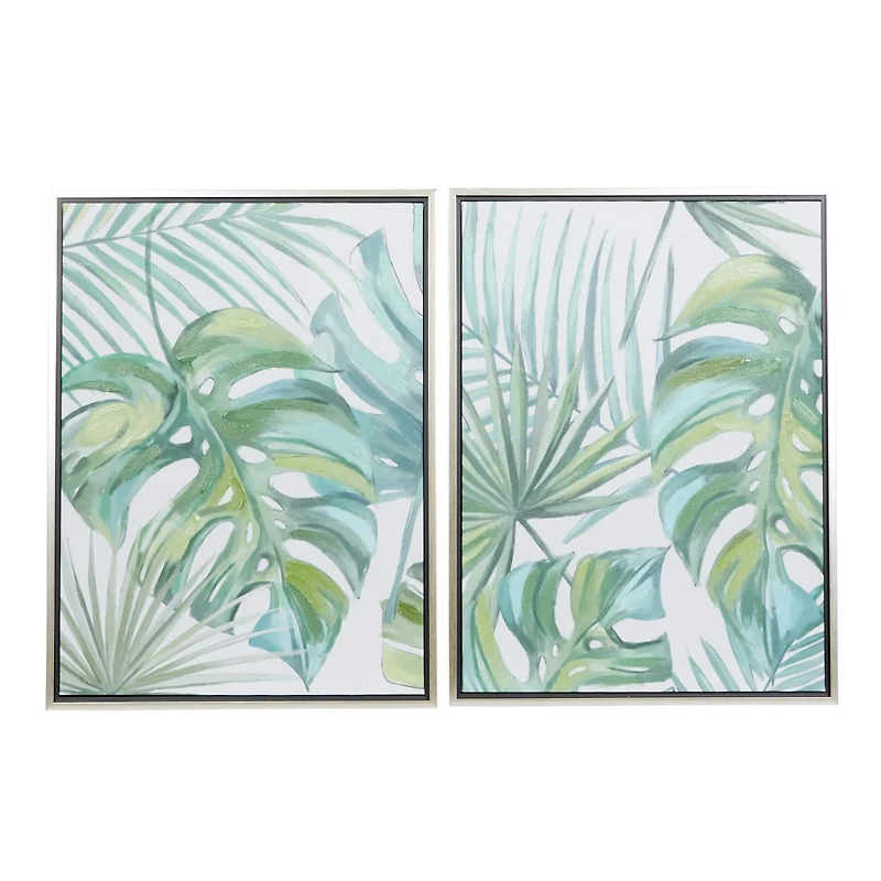CosmoLiving by Cosmopolitan Set of 2 Green Canvas Wall Art 24", 32"