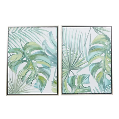 CosmoLiving by Cosmopolitan Set of 2 Green Canvas Wall Art 24", 32"