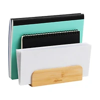 Mind Reader 3-Tier Mail Sorter, Desktop Organizer, Mail Organizer, Modern, Office, Bamboo, Brown