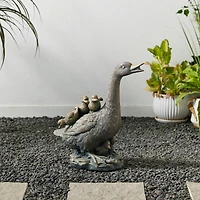 Glitzhome® 15" Faux Bronze Duck Garden Statue