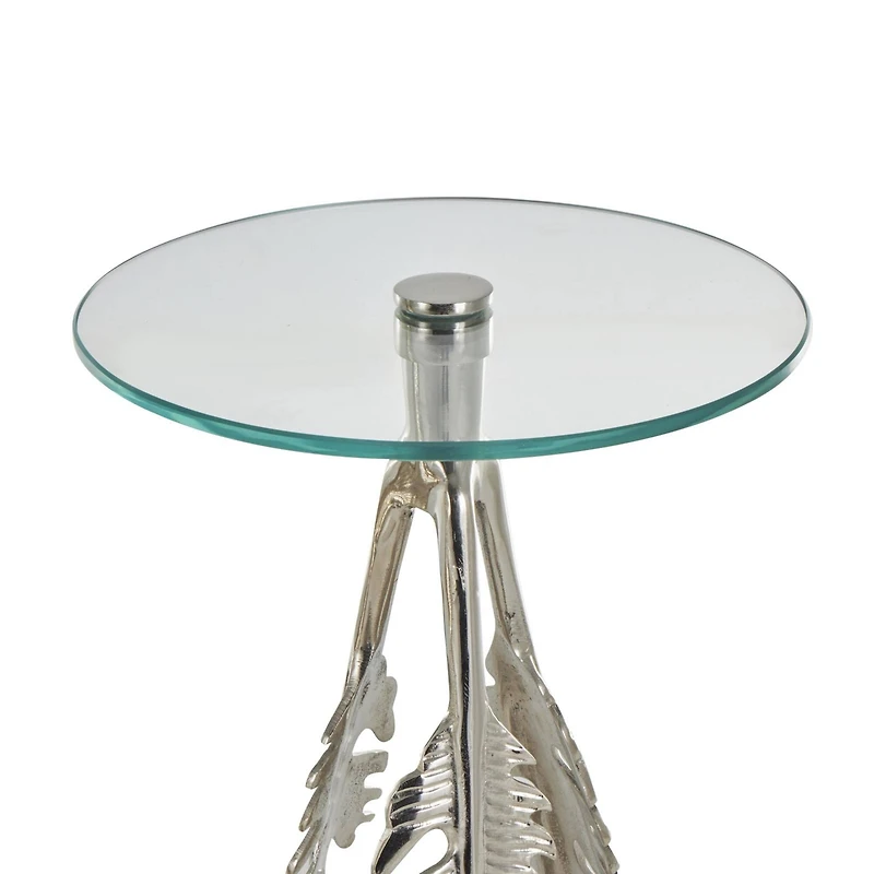 Silver Leaf Aluminum Metal Table Set
