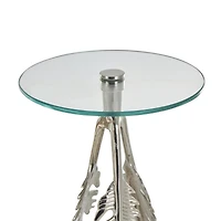 Silver Leaf Aluminum Metal Table Set