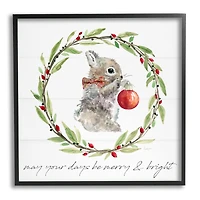 Stupell Industries Merry & Bright Bunny Wreath Framed Giclee Art