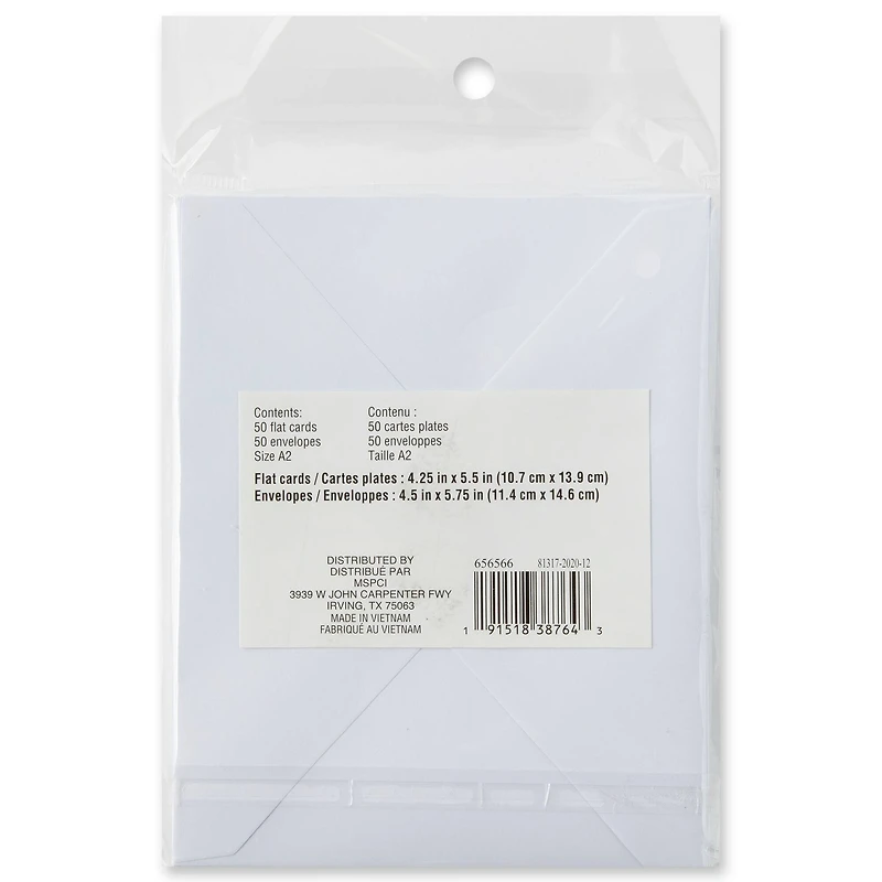 12 Packs: 50 ct. (600 total) 4.25" x 5.5" White Flat Cards & Envelopes by Recollections™