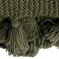 Hello Honey® Olive Green Knit Throw Blanket with Tassels