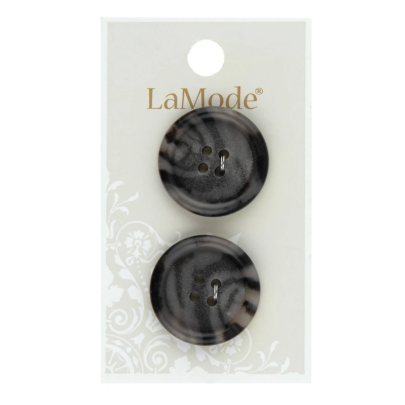 LaMode 1" Grey 4-Hole Buttons, 2ct.