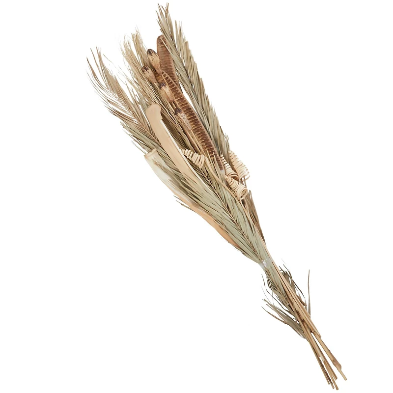 62" Beige Dried Plant Assorted Bouquet Palm Leaf Natural Foliage with Branch Accents
