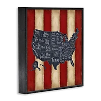 Stupell Industries United States Map on Stripes Framed Giclee Art