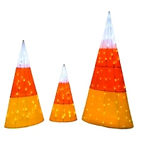 3-Piece Pre-Lit Candy Corn Cones
