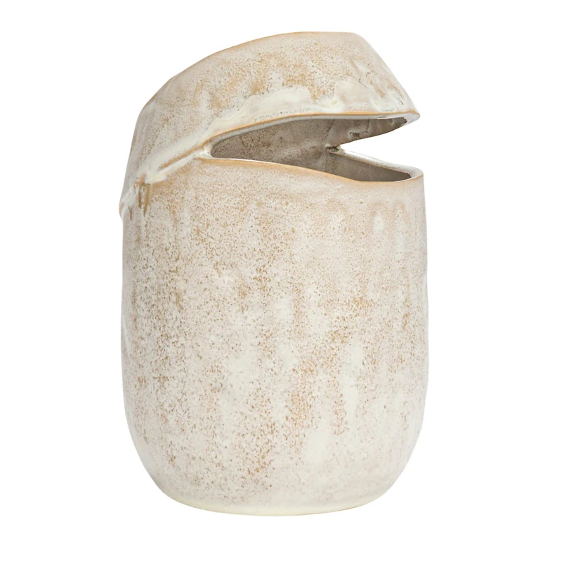 Hello Honey® 8" Cream Organic Round Stoneware Vase with Reactive Glaze