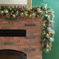 Glitzhome® 9ft. Pre-Lit Glittery Pinecone Christmas Garland with Timer, 2ct.