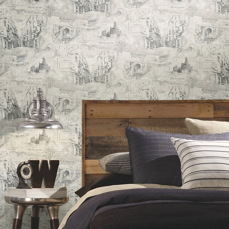 RoomMates Taupe Harry Potter Map Peel & Stick Wallpaper