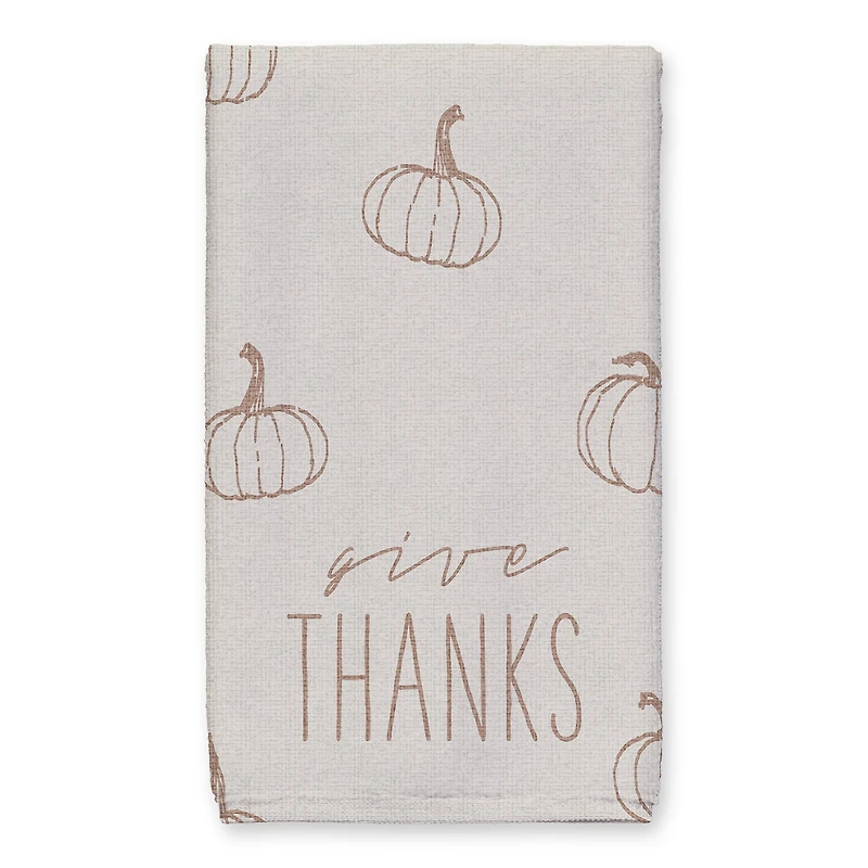 Give Thanks Orange Pumpkin Tea Towel Set