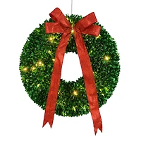 28" Pre-Lit Glittered Leaves Artificial Christmas Wreath