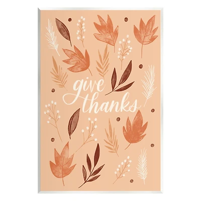 Stupell Industries Give Thanks Autumnal Leaves Wall Plaque Art