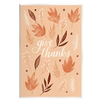 Stupell Industries Give Thanks Autumnal Leaves Wall Plaque Art