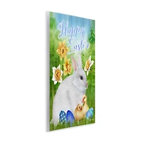 Stupell Industries Happy Easter Spring Bunny Rabbit Phrase Baby Chicks Wall Plaque Art