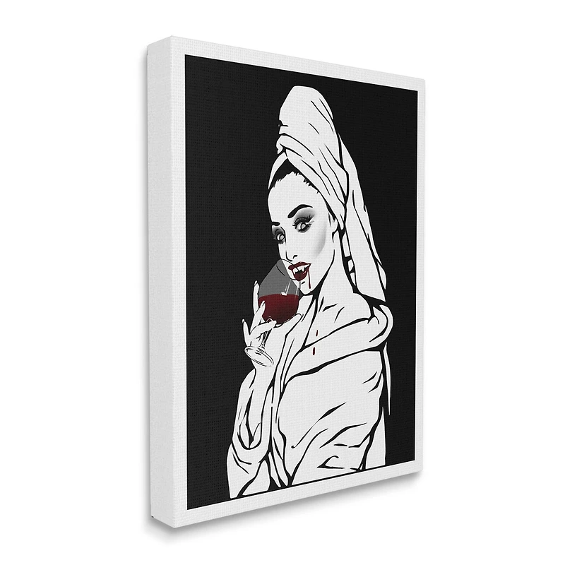 Stupell Industries Vampire Wine Glass Glam Woman Canvas Wall Art