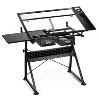 Metal & Glass Artist Table by Artist's Loft