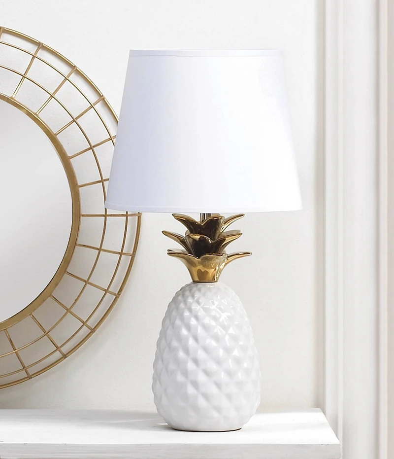 19.5" Gold Topped Pineapple Lamp