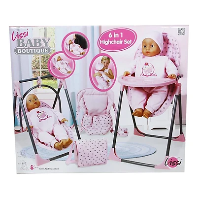 Lissi Baby Doll 6-in-1 Convertible Highchair Play Set