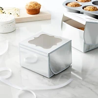 6 Packs: 5 ct. (30 total) Silver & White Stripe Treat Boxes by Celebrate It®
