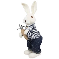 19" Navy Blue Standing Boy Bunny with Carrot Easter Figure