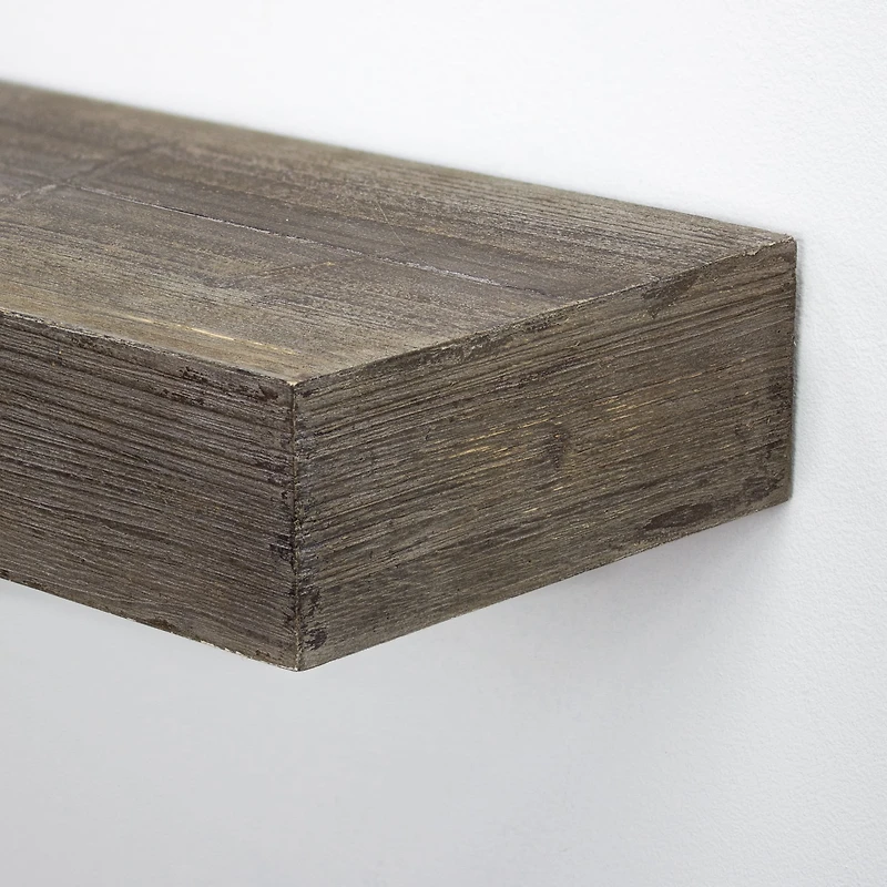 Gray Rustic Wood Floating Wall Shelf