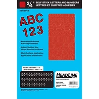 Headline Sign® Red Helvetica Letters & Numbers Vinyl Stickers, 3/4''