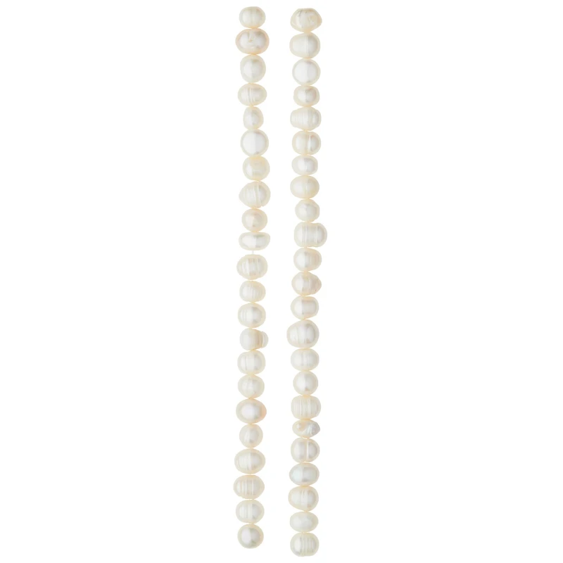 White Pearl Rondelle Beads, 8mm by Bead Landing™