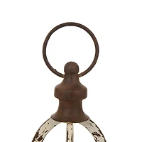 16.5" Modern Farmhouse White & Brown Metal Candle Lantern Set