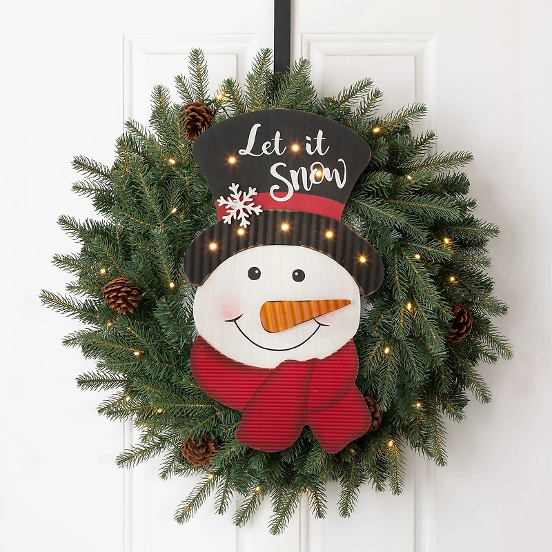 Glitzhome® 19" Lighted Snowman Wall Décor
