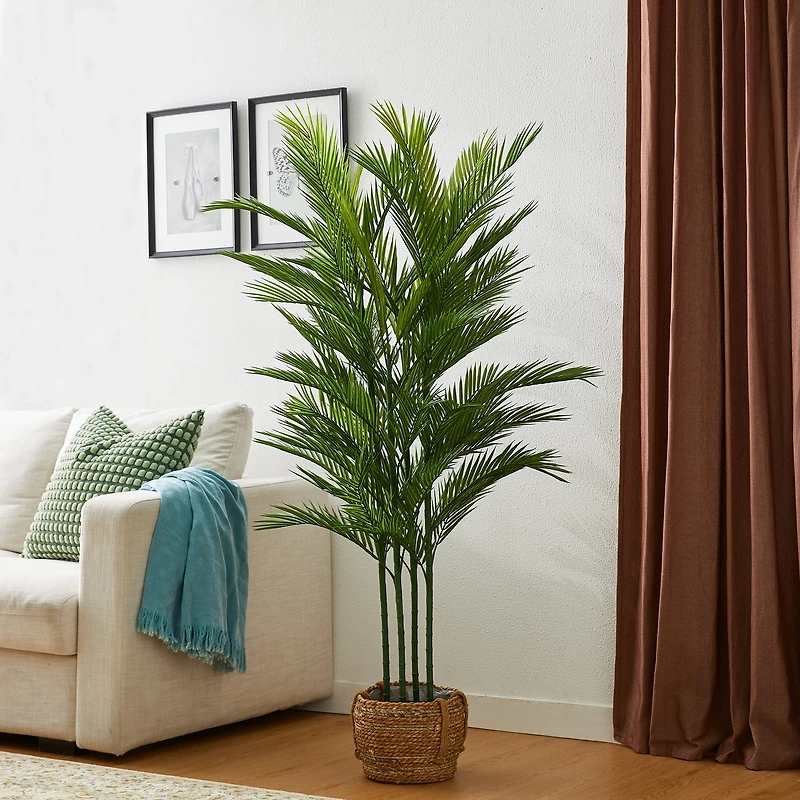 Glitzhome® 5ft. Potted Faux Palm Tree