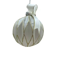 4.25" White Glass Ball Ornament with Bow by Ashland®