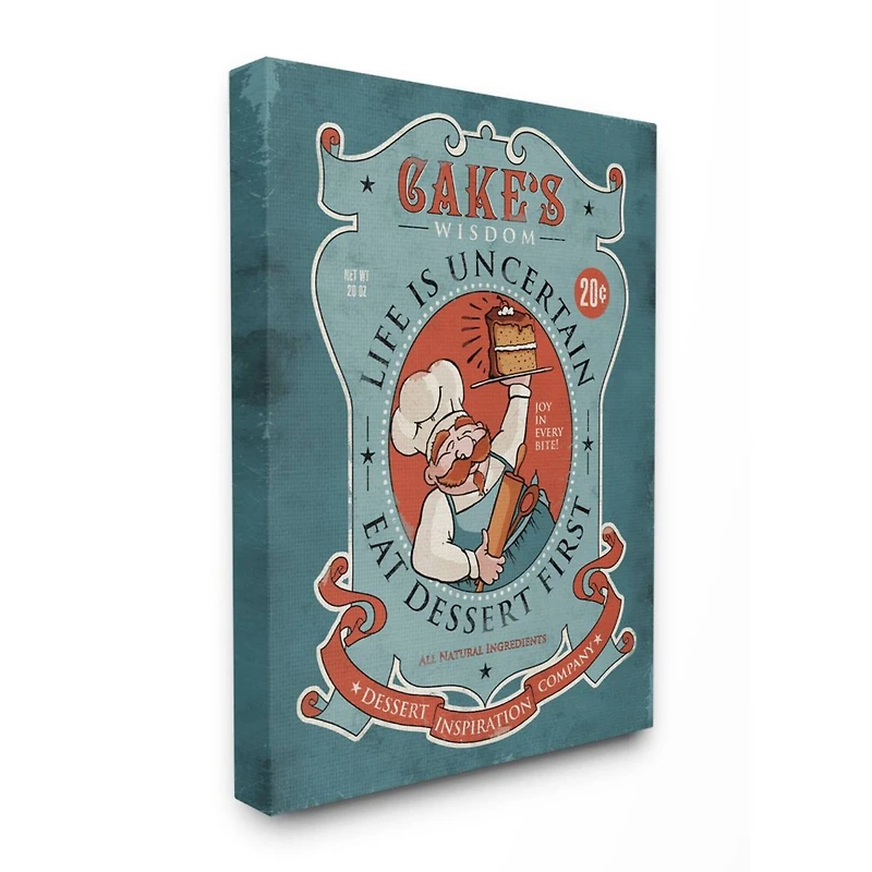 Stupell Industries Cake Wisdom Funny Canvas Wall Art