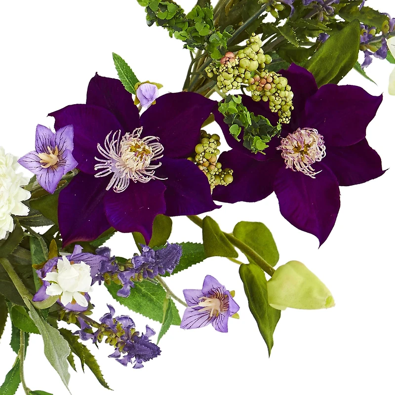 22'' Purple & White Mixed Flower Wreath