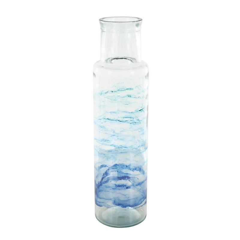 Blue Abstract Ombre Recycled Glass Vase