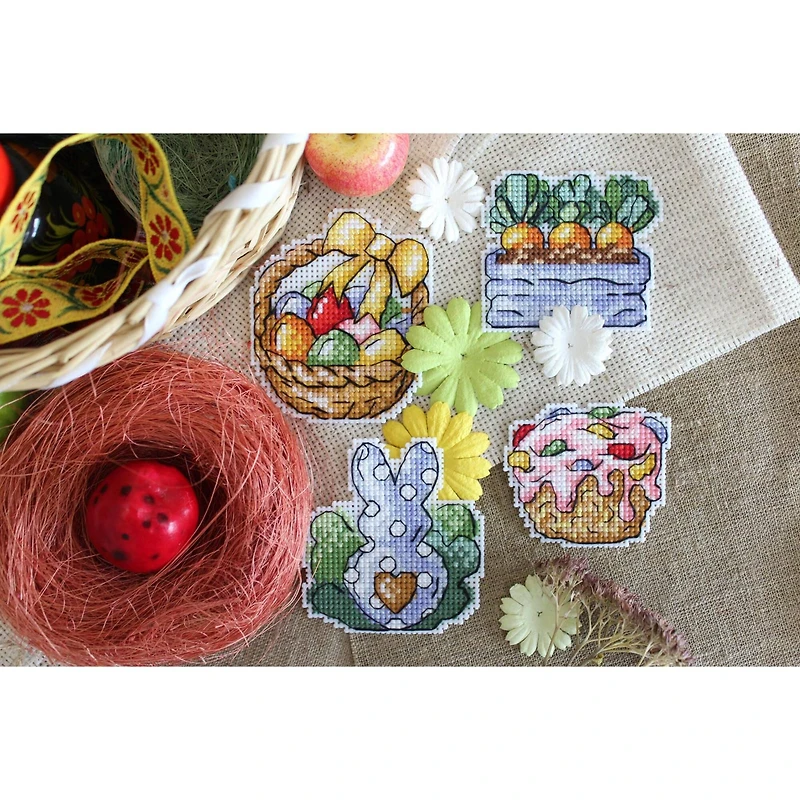 MP Studia Rabbit and Carrots. Magnets Plastic Canvas Plastic Canvas Counted Cross Stitch Kit