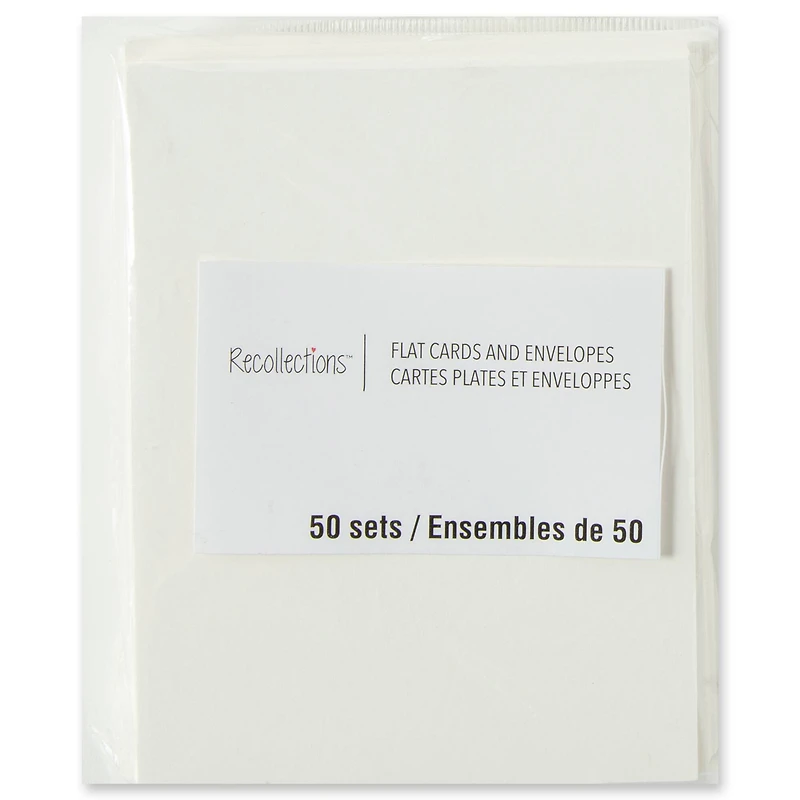 50 Sets of Ivory Flat Cards & Envelopes by Recollections™, 4.25" x 5.5"