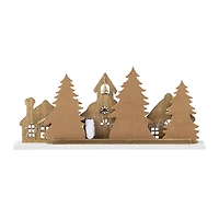 Glitzhome® 20" Lighted Wooden Christmas Villages Table Decor