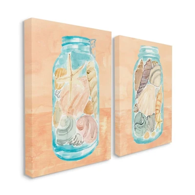 Stupell Industries Beach Shells in Jar Painting Wall Art Set