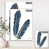Designart - Gold Indigo Feathers IV