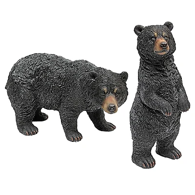 Design Toscano Walking & Standing Black Bear Statue Set