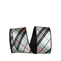 JAM Paper 4" x 10yd. Dupioni Wired Edge Diagonal Plaid Ribbon