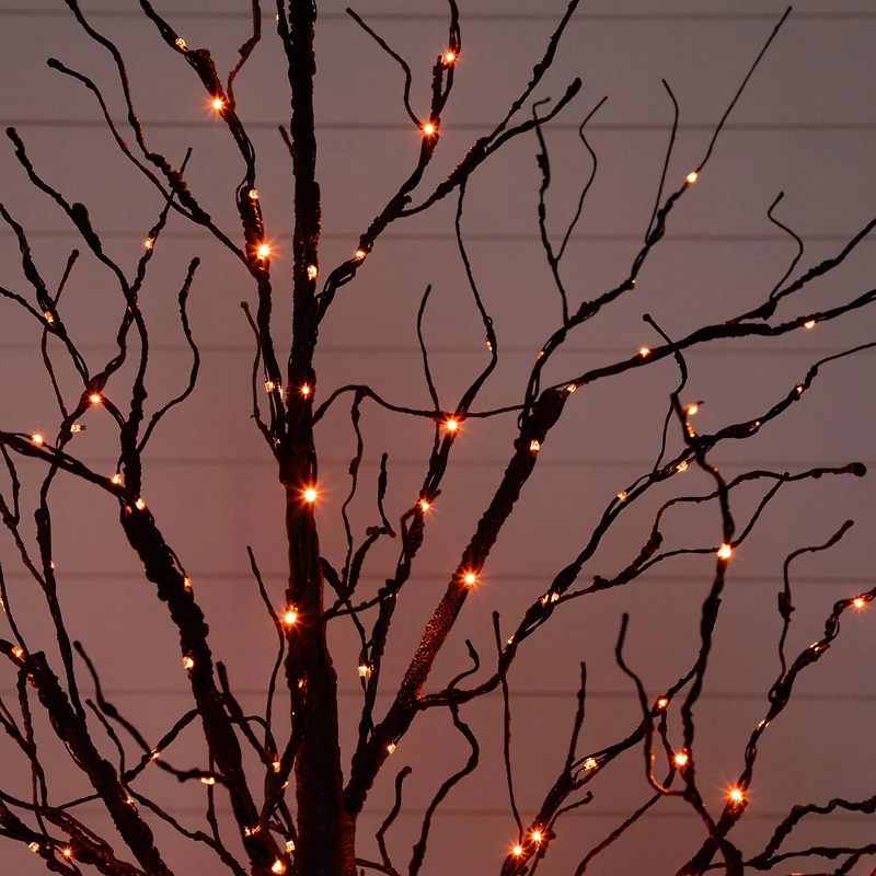 5ft. Pre-Lit Halloween Black Twig Artificial Tree with 240 Orange & Purple LED Lights