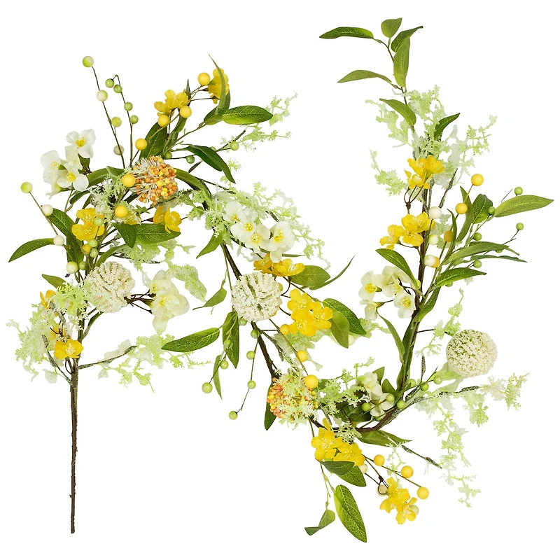 5ft. Yellow Berry & Thistle Floral Spring Garland