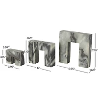 Black Marble Abstract Square Arch Decorative Sculpture Set