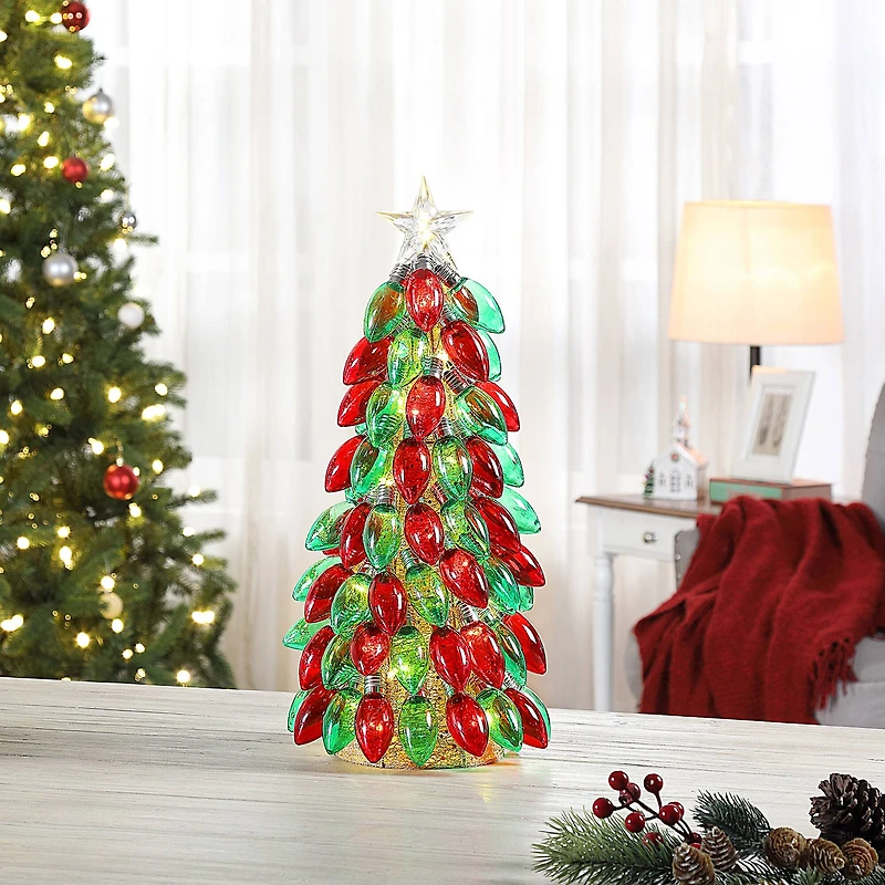 Mr. Christmas 18" Red & Green Retro C9 Bulb Tree
