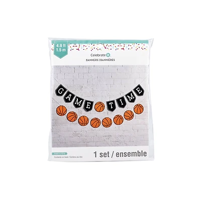5ft. Orange & White Game Time Basketball Banner Set by Celebrate It™